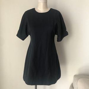 Olive Navy Blue Peplum Midi Dress